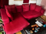 Rotes Stoff Sofa in sehr gutem Zustand 290x105/155