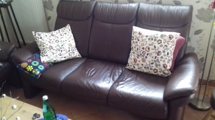 2 Ledersofa mit Sessel