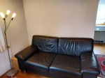 Couchgarnitur mit Ledersofa und 2 Sesseln, schwarz